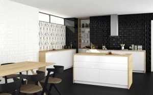 Racholas cocina blancas y negras Revestimientos baños: serie Feel azulejos Sanchis