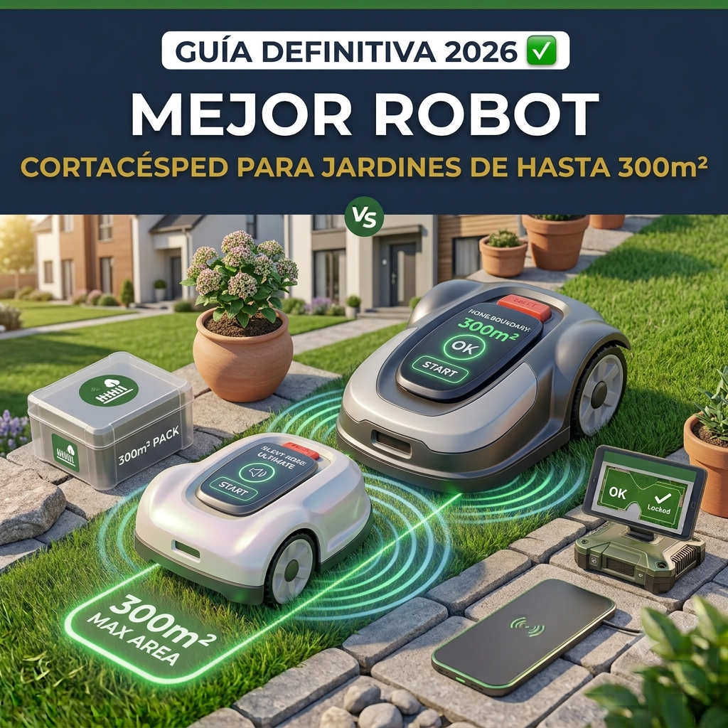 mejor robot cortacesped para jardines hasta 300 m2