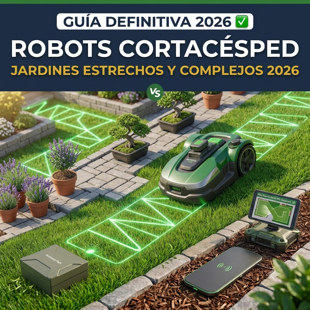 mejores robots cortacesped para jardines estrechos 2026