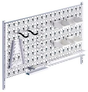 Element System Panel perforado para herramientas de metal con juego de portaherramientas de 19 piezas incluyendo tornillos y tacos, panel para herramientas blanco, accesorios de banco de trabajo Element System Panel perforado para herramientas de metal con juego de portaherramientas de 19 piezas incluyendo tornillos y tacos, panel para herramientas blanco, accesorios de banco de trabajo